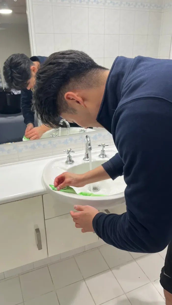 Detailing a bathroom basin and tapware
