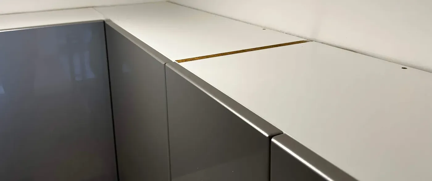 After: the top of the same cupboards, clean